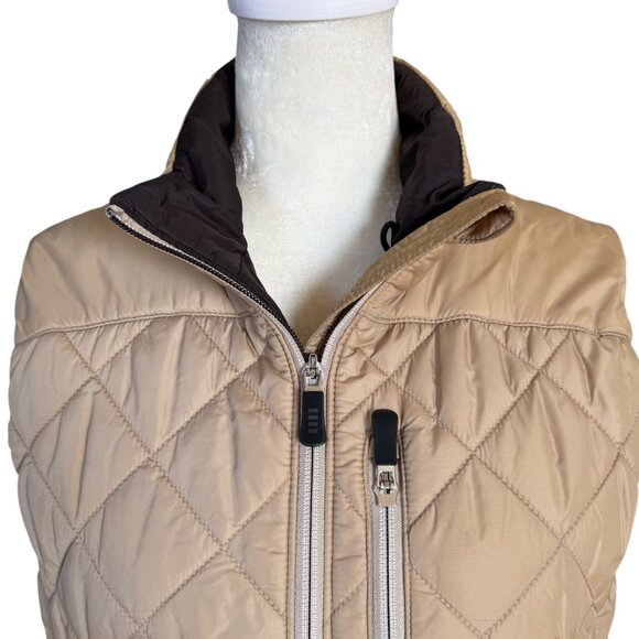 Lands' End PrimaLoft tan sleeveless mock neck fully lined puffy vest small 6-8 - Picture 6 of 12